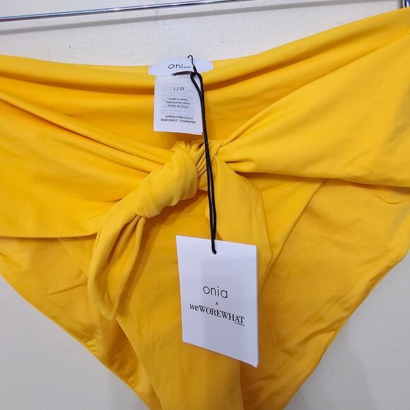 New Onia X WeWoreWhat Riviera Bikini Bottom Large Citrus Yellow Women's Size L - Picture 9 of 10